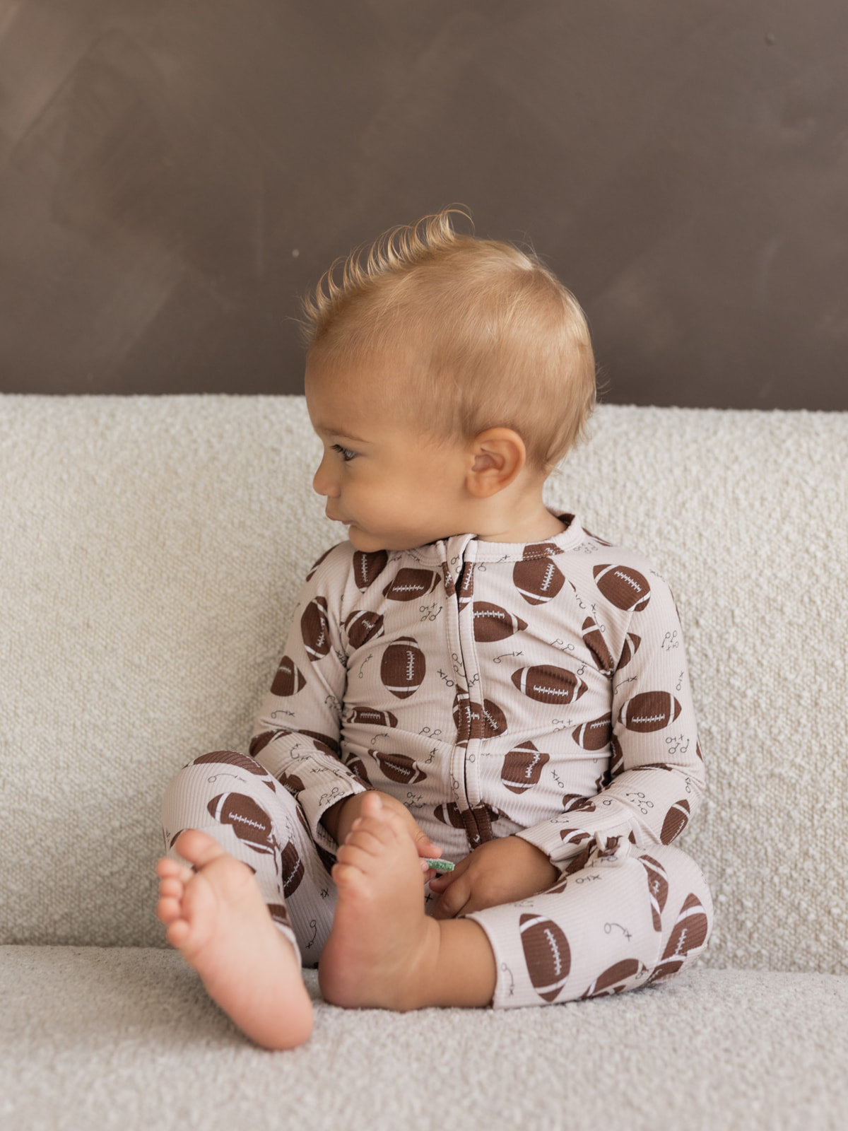 Football (Ribbed) | Bamboo Zipper Pajamas
