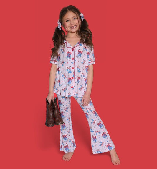 USA BOOTS N' BOWS DREAM GIRL'S SHORT SLEEVE FLARE SET
