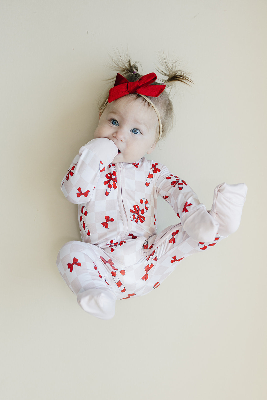 Bamboo Zip Romper | Bows & Candy Cane