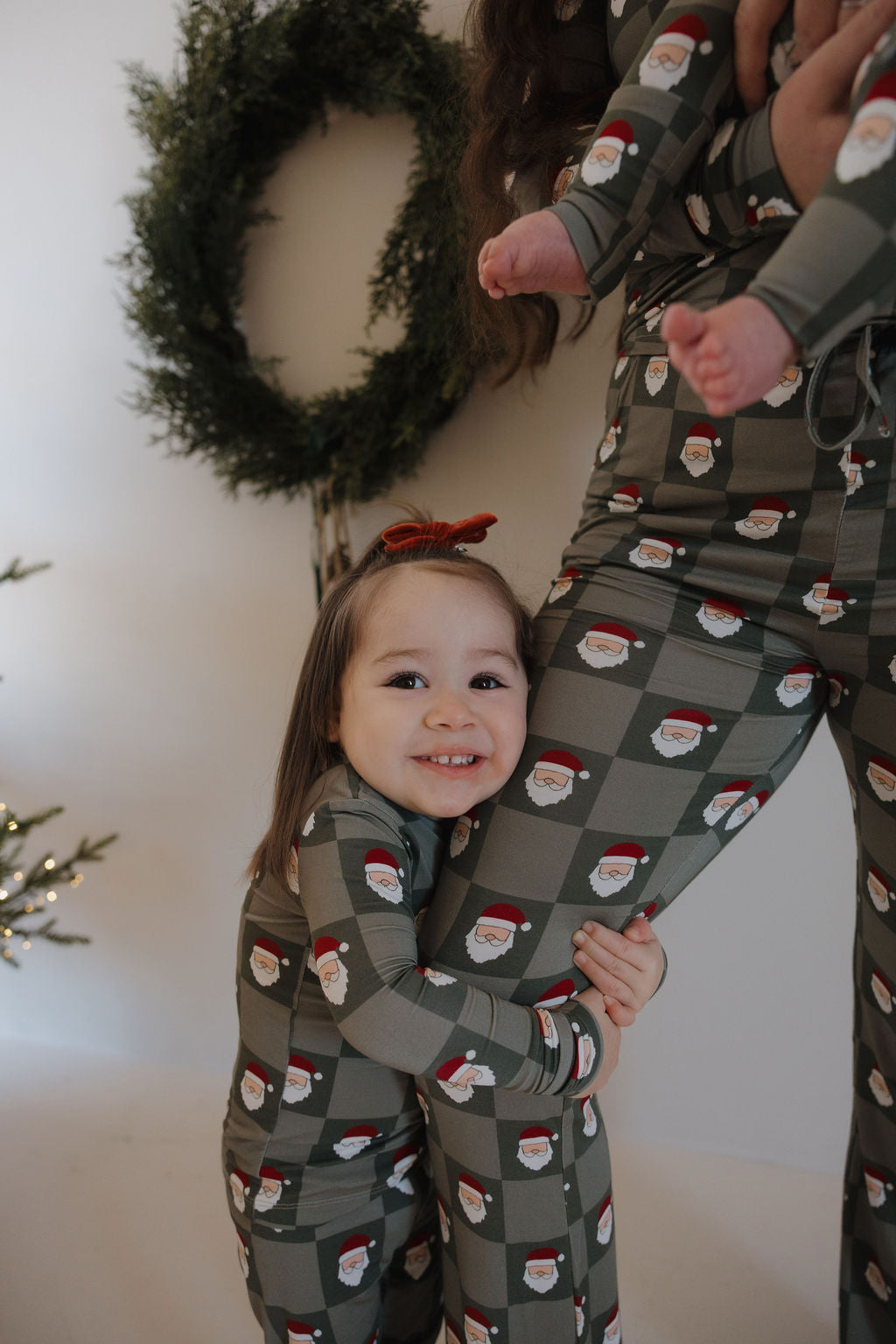 Bamboo Two Piece Pajamas | Santa Checkerboard