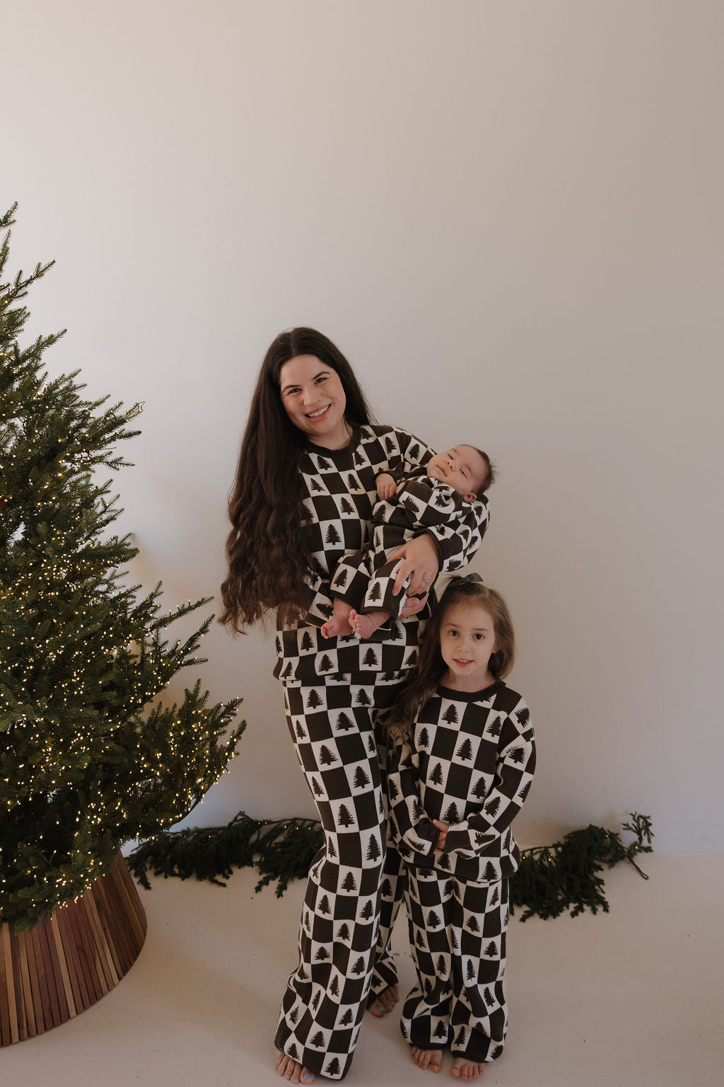 Women's Knit Pant Set | Christmas Tree Checkerboard