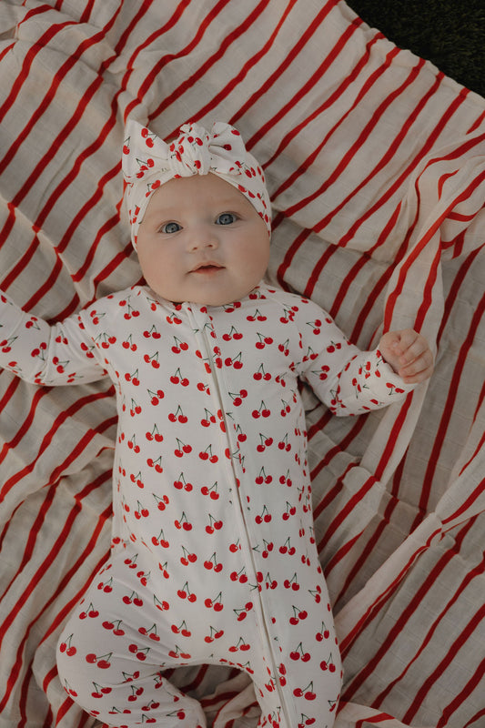 Bamboo Zip Pajamas | Sweetheart Cherries