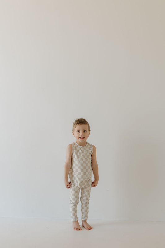 Harem Bamboo Romper | Checkerboard