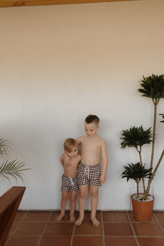 Child Boardshort | Chocolate Gingham