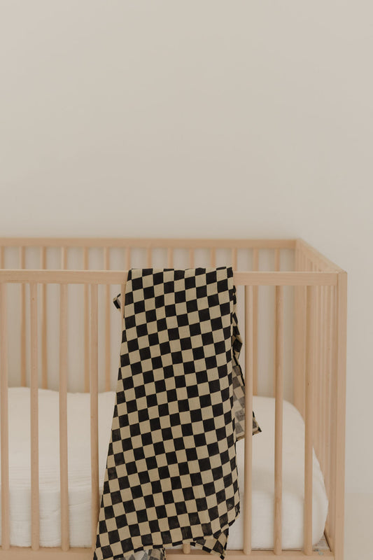Muslin Swaddle | Black Checkerboard