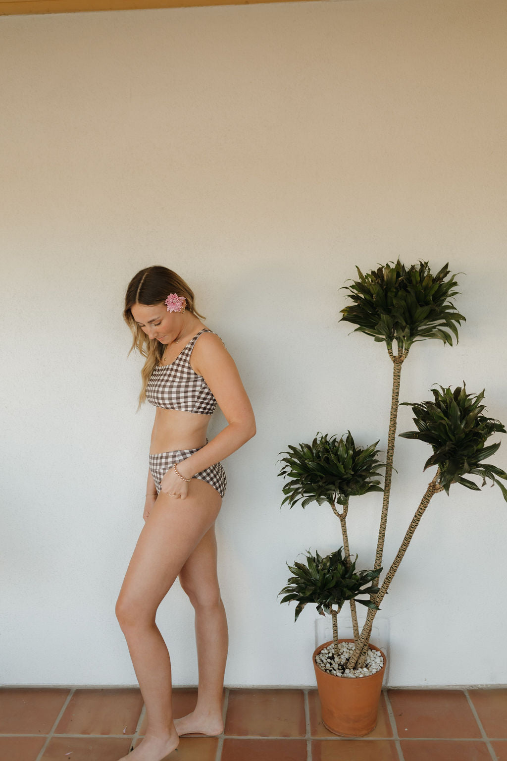 Women's Two Piece Swimsuit | Chocolate Gingham