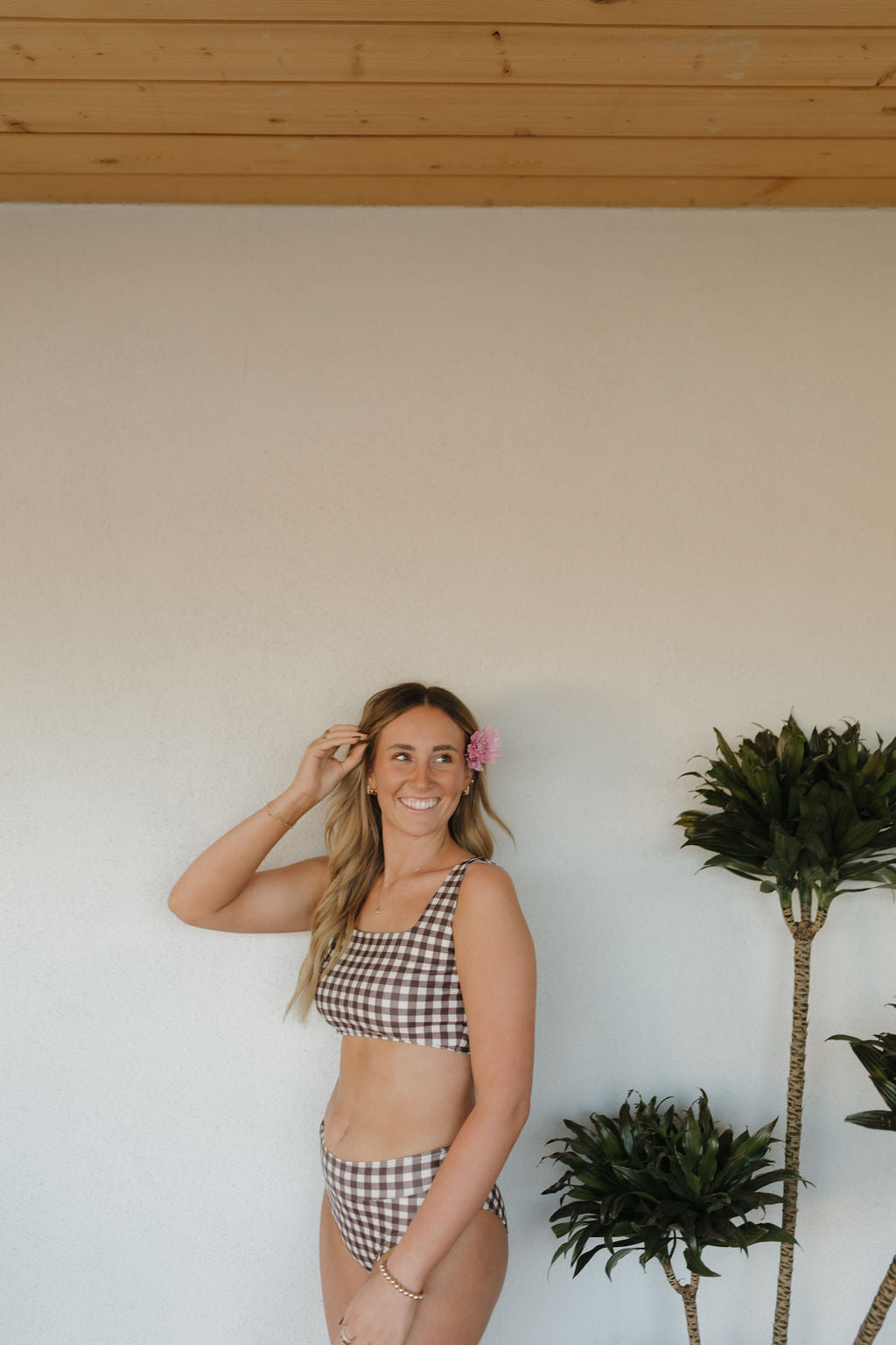 Women's Two Piece Swimsuit | Chocolate Gingham
