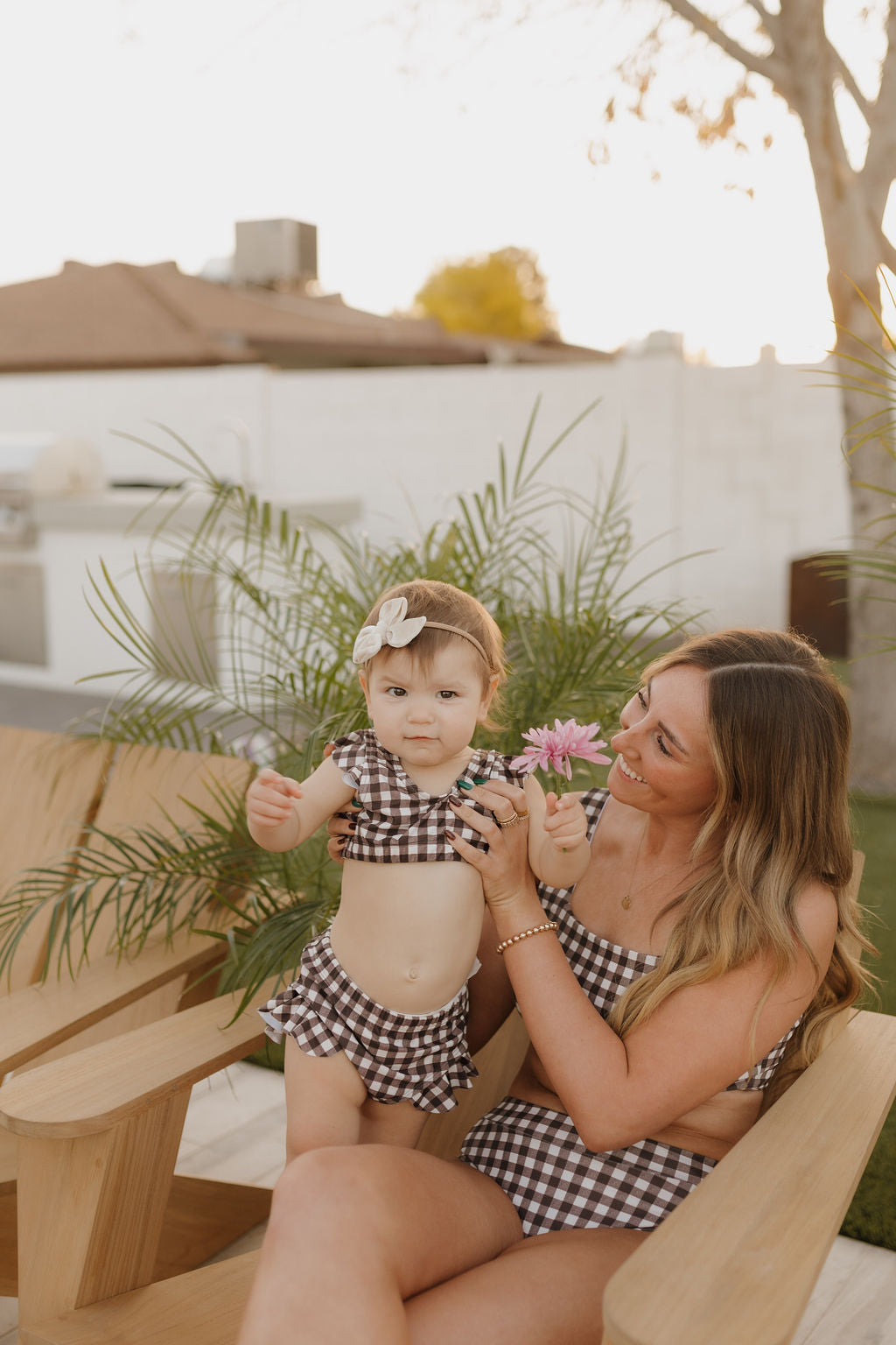 Women's Two Piece Swimsuit | Chocolate Gingham
