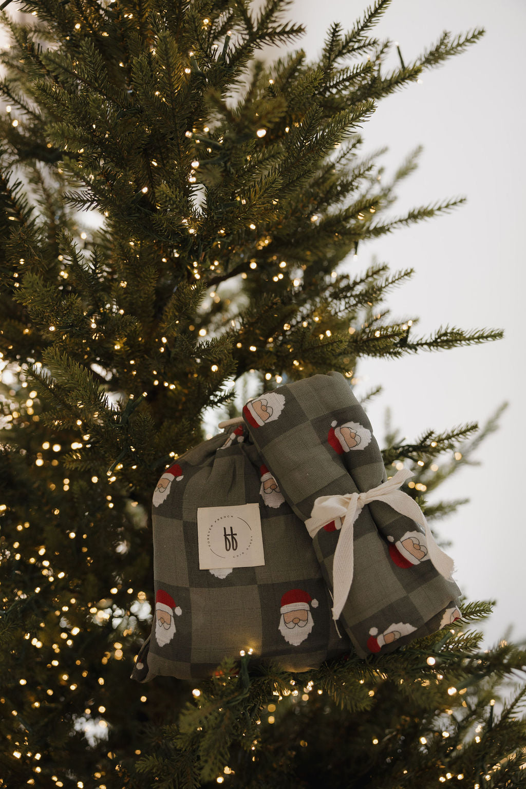 Muslin Swaddle | Santa Checkerboard