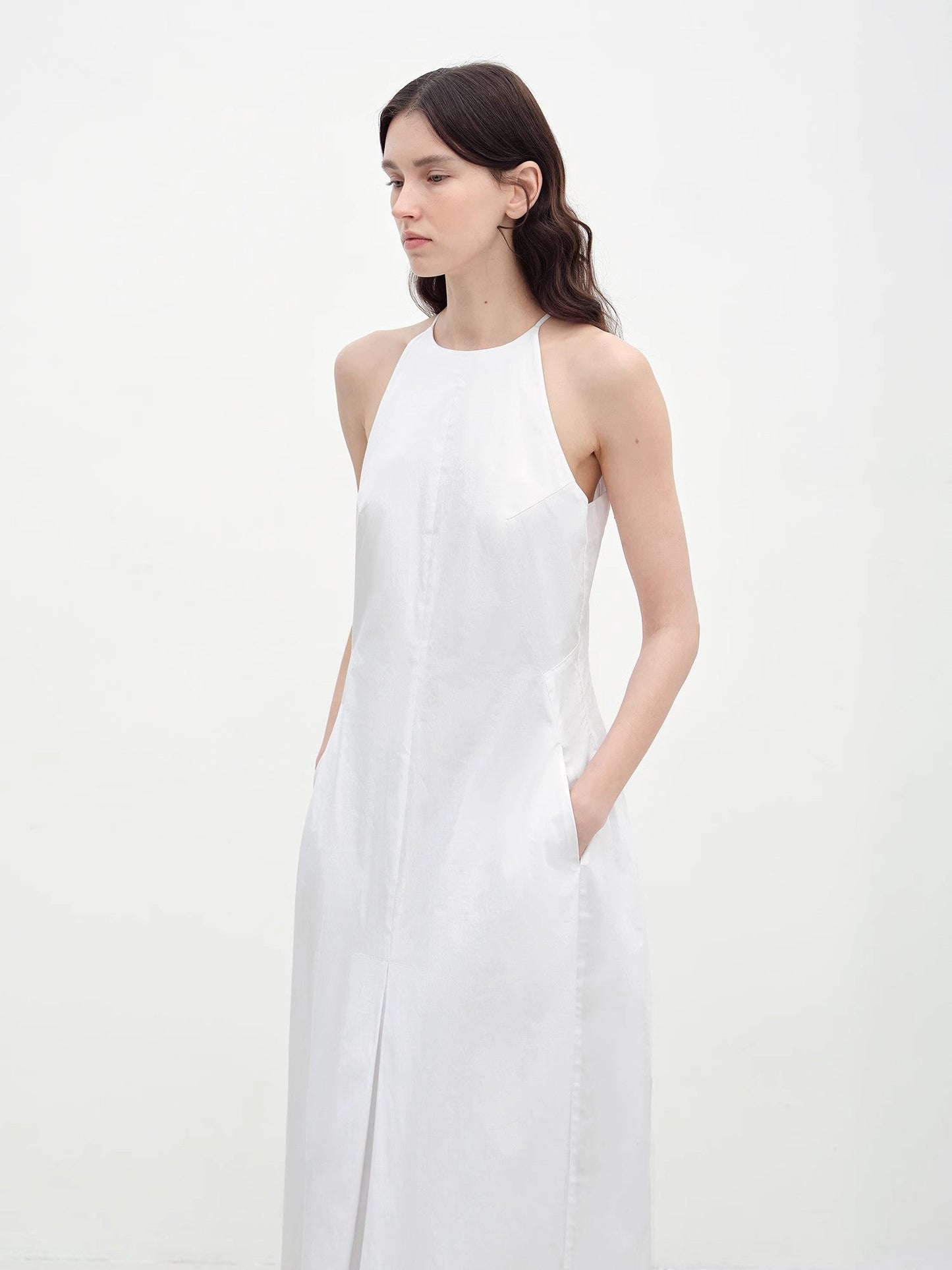 "Piano Music" Halterneck Waist-Cinching Cocoon Dress