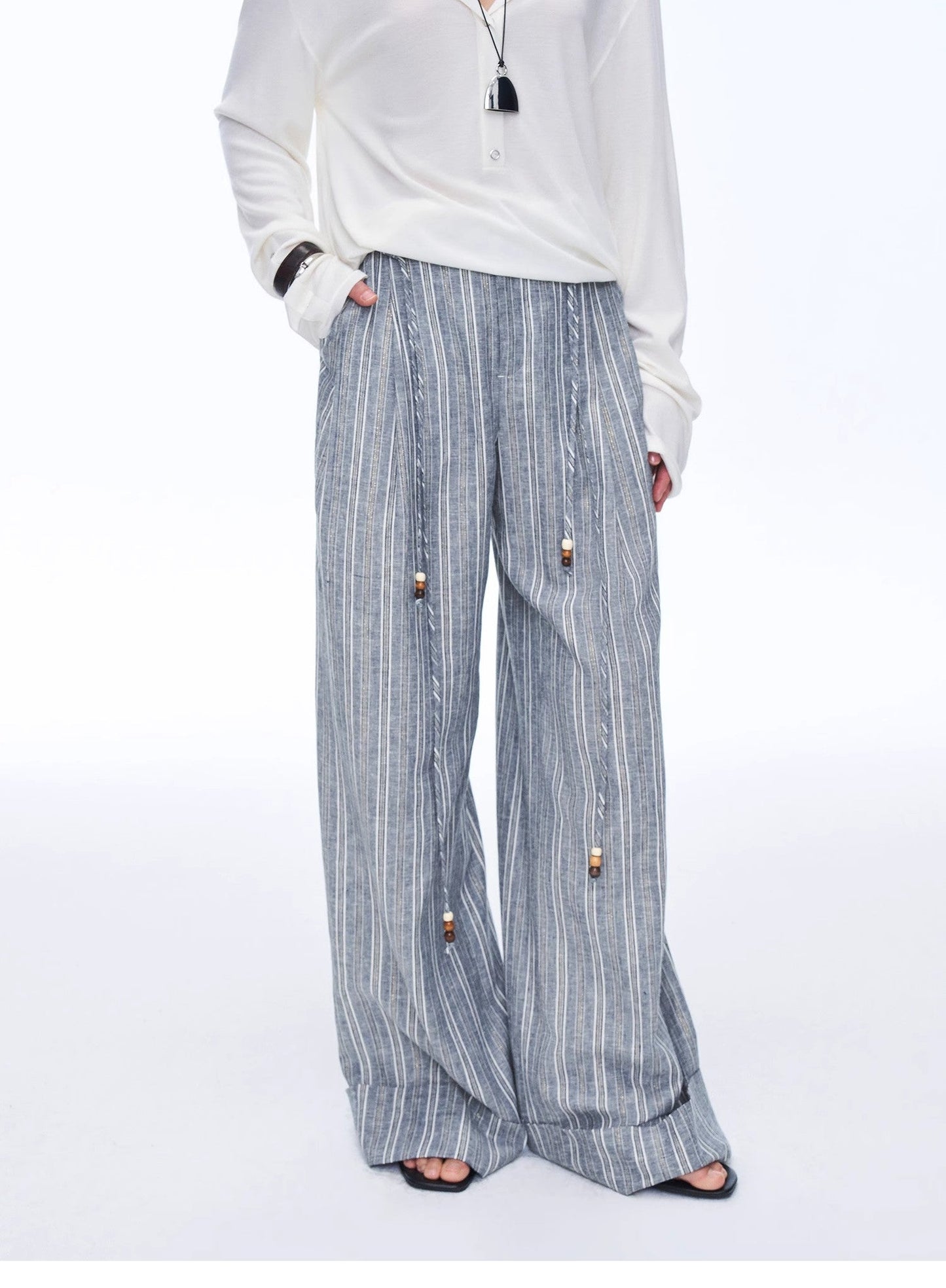 Free Afterglow Retro Style Linen Wide-Leg Casual Pants