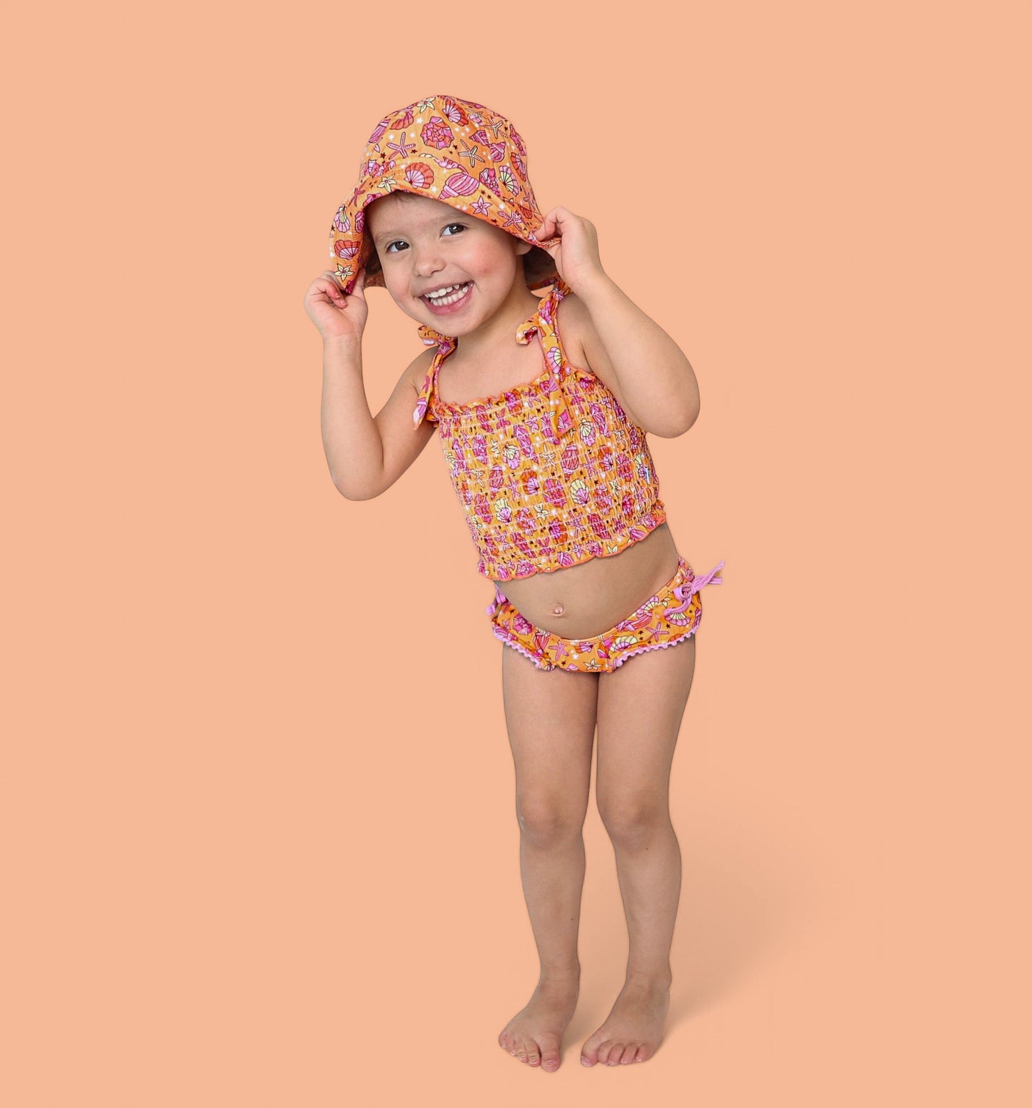 SHELLO SUMMER DREAM SMOCKED TANKINI TWO PIECE SWIM SUIT