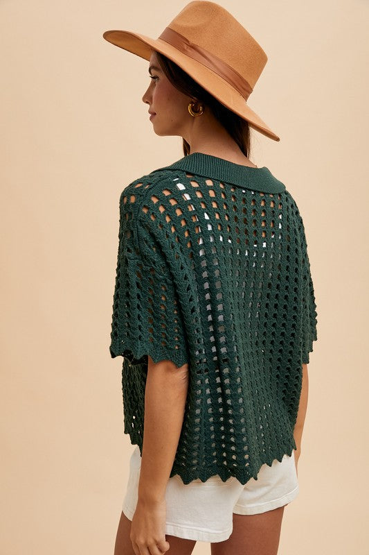 Johnny Collar Knit Cover Up