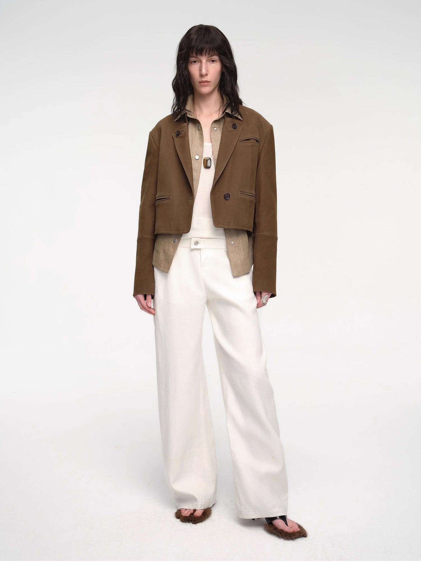 Roman Story Stand Collar Sheepskin Jacket