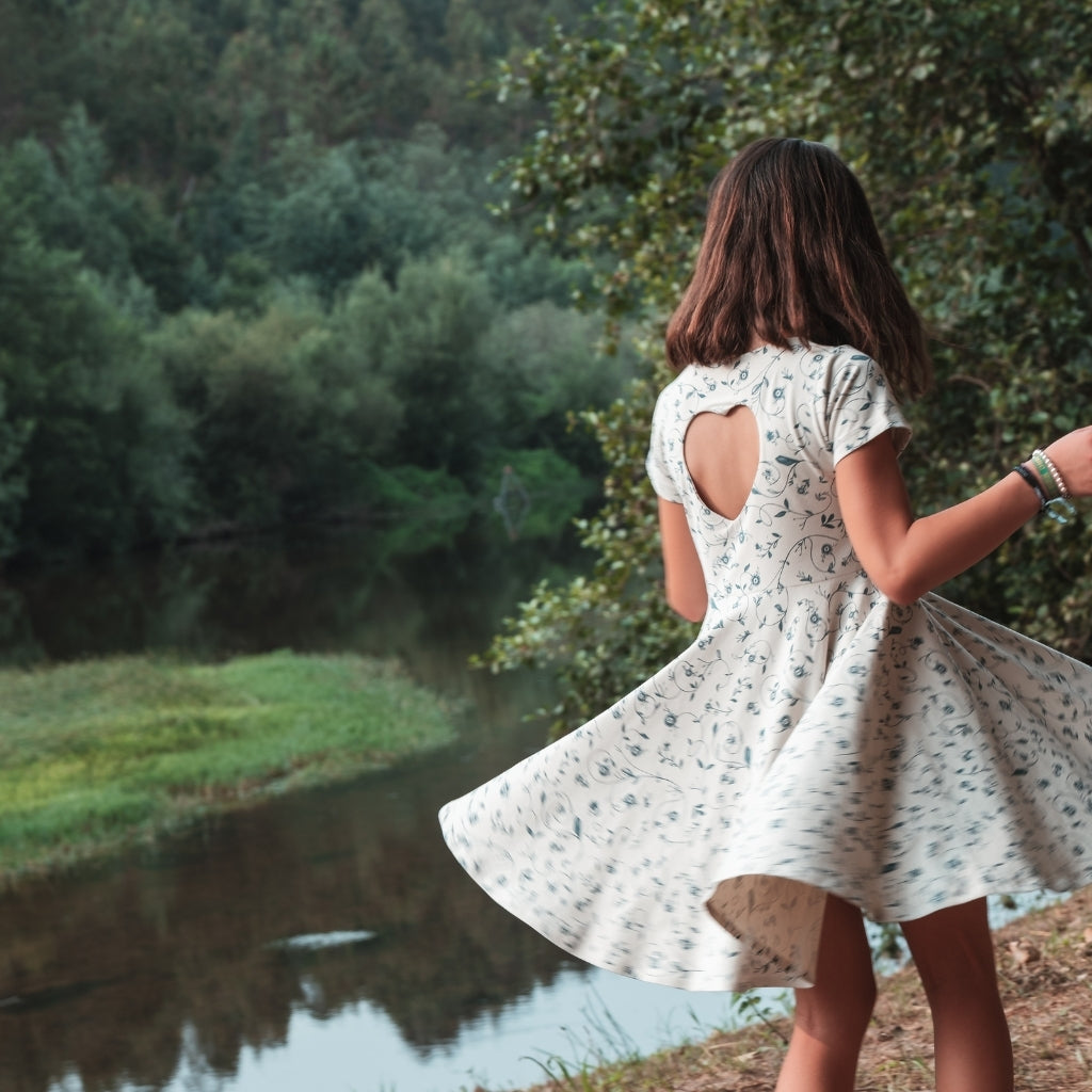 Sweetheart Twirl Dress | Organic Cotton Jersey - Scandi Floral