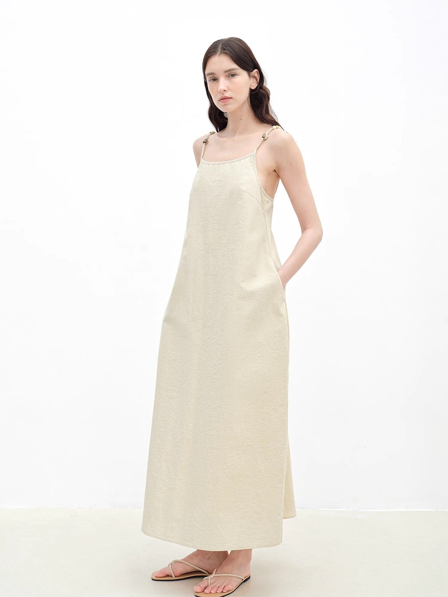Island Walk Cotton Beaded Sling Dress