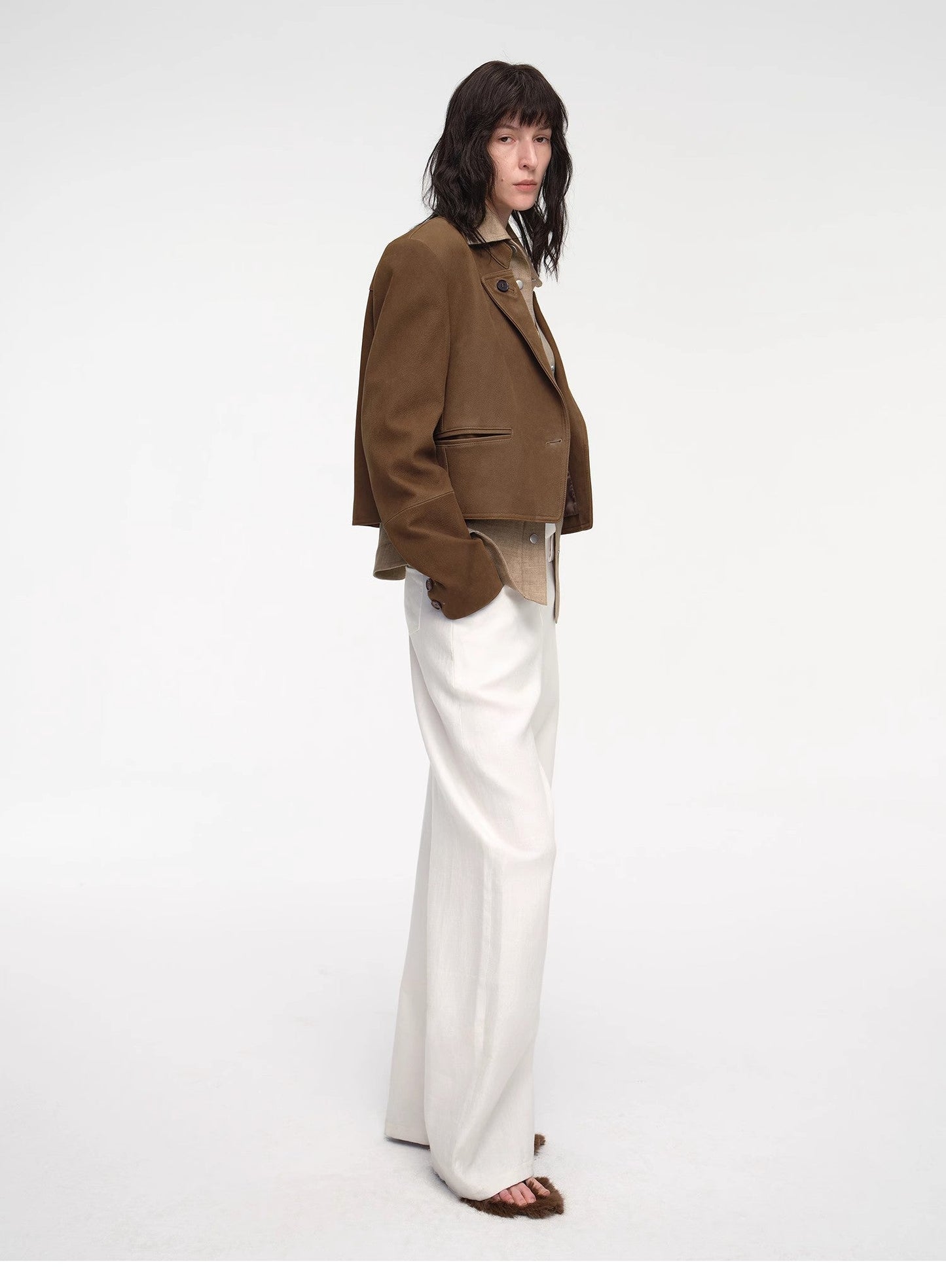 Roman Story Stand Collar Sheepskin Jacket