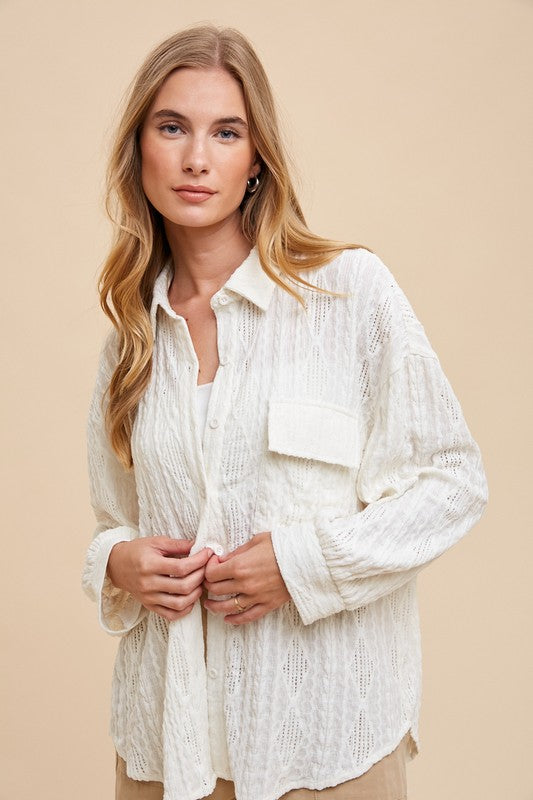 Button Down Drop Shoulder Shirt