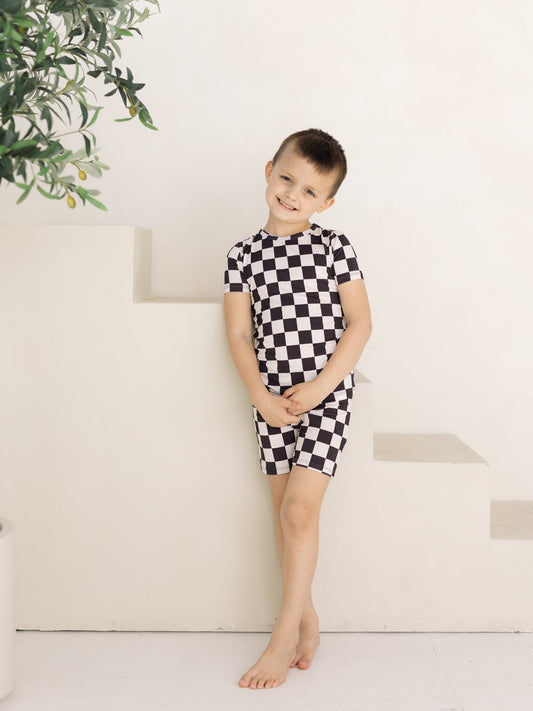 Checkerboard | Bamboo Toddler Short Set