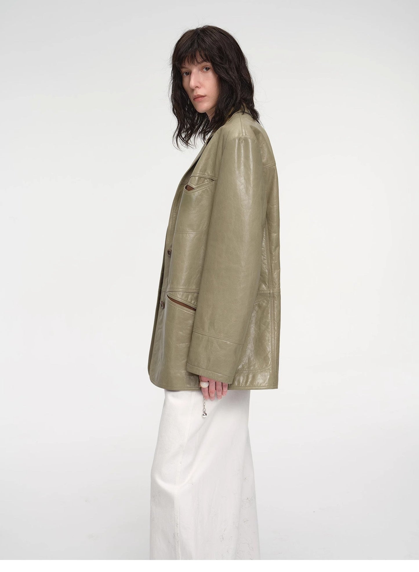 Windsor Past Wide Shoulder Multi-Pocket Suit Waxed Leather Jacket