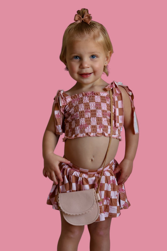EXCLUSIVE SUNSET BEACH CHECKERS DREAM SMOCKED SKORT SET