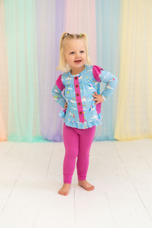 Sage Bamboo Long Sleeve Peplum + Legging Set