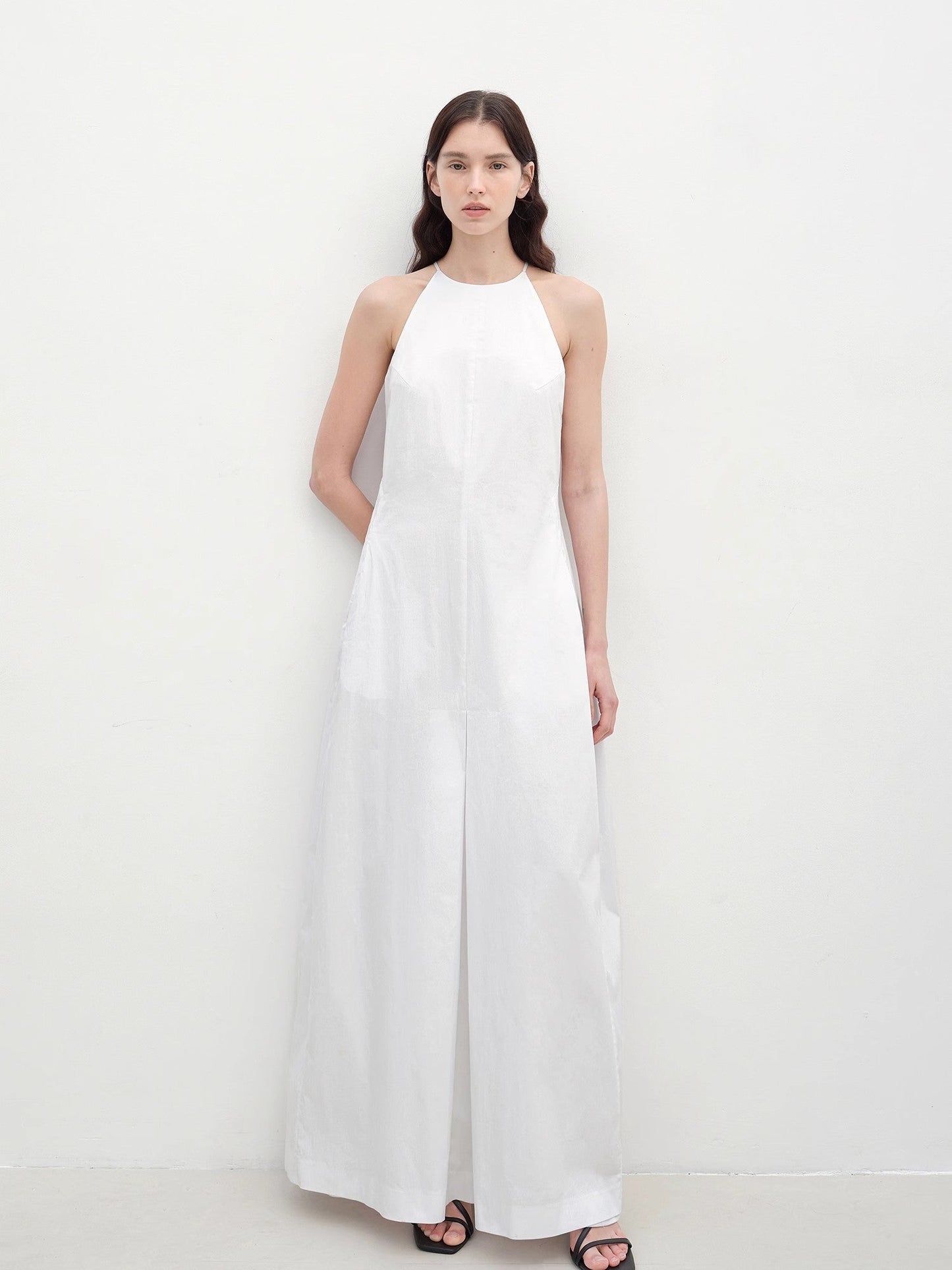 "Piano Music" Halterneck Waist-Cinching Cocoon Dress