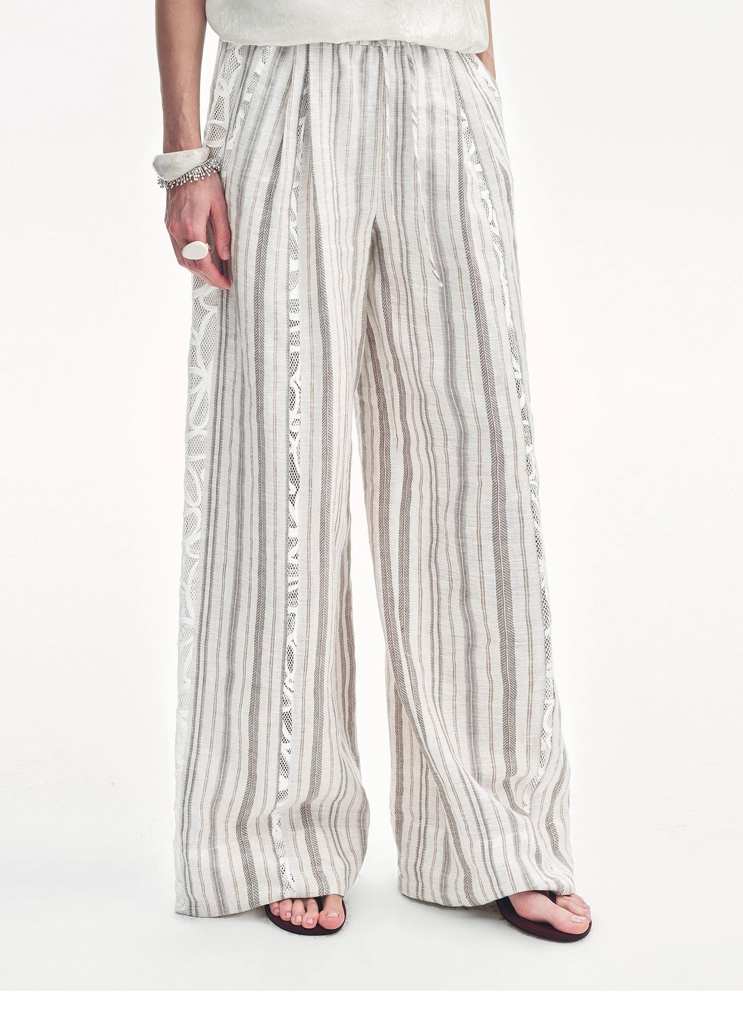 Fashion Tension Linen Vertical Stripe Pants