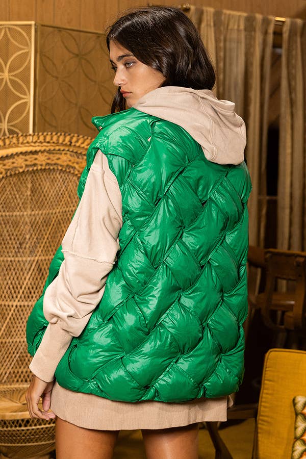 Camel Button-Up Puffer Vest