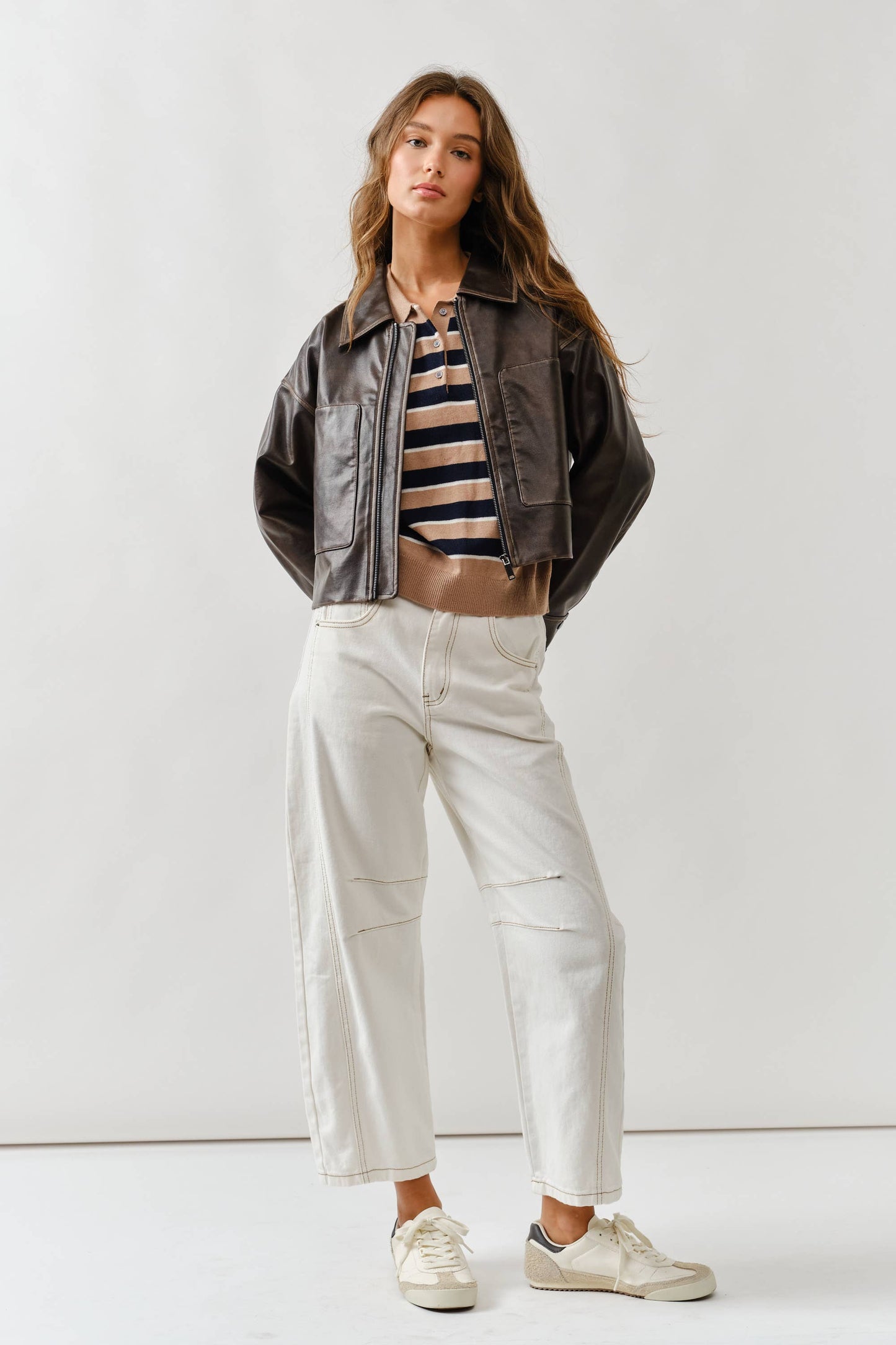 Brown Vintage Washed Leather Jacket