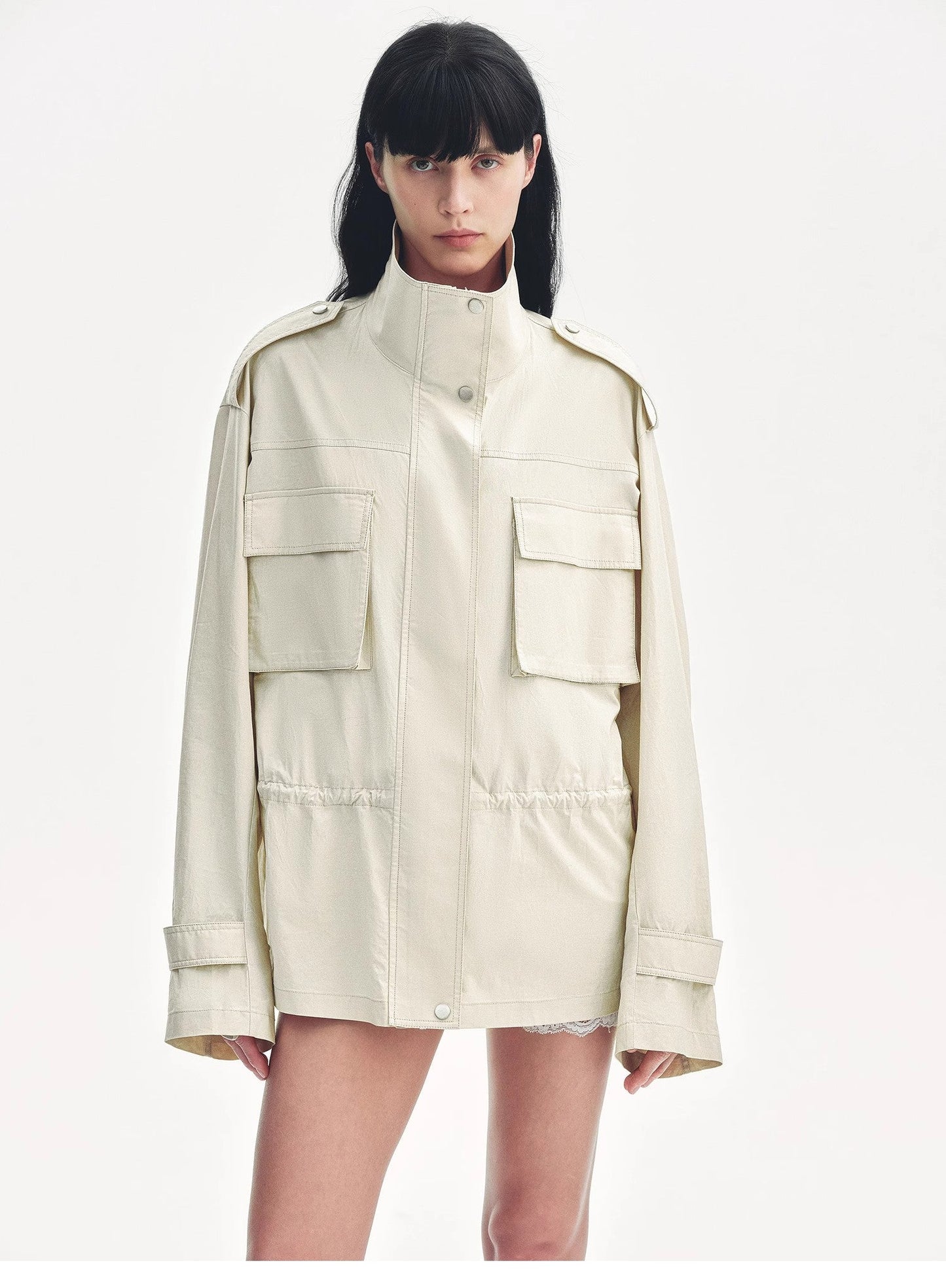 "Relaxed Toning" Lightly Coated Drawstring Waisted Outerwear Summer