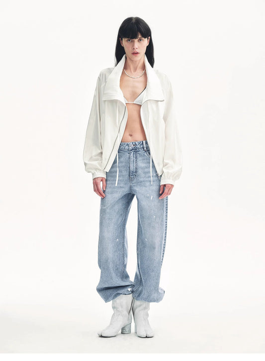 "Front Page Daily" Drawstring Raglan Sleeve Jacket
