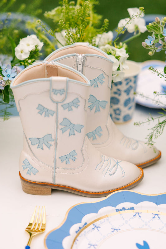 Cowgirl Baby Blue Bow Boots