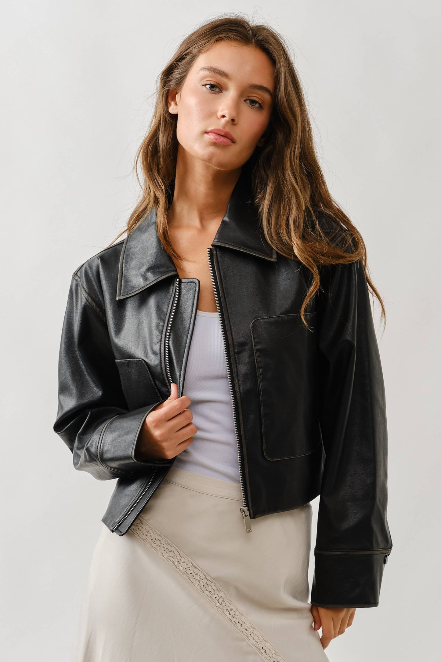 Brown Vintage Washed Leather Jacket