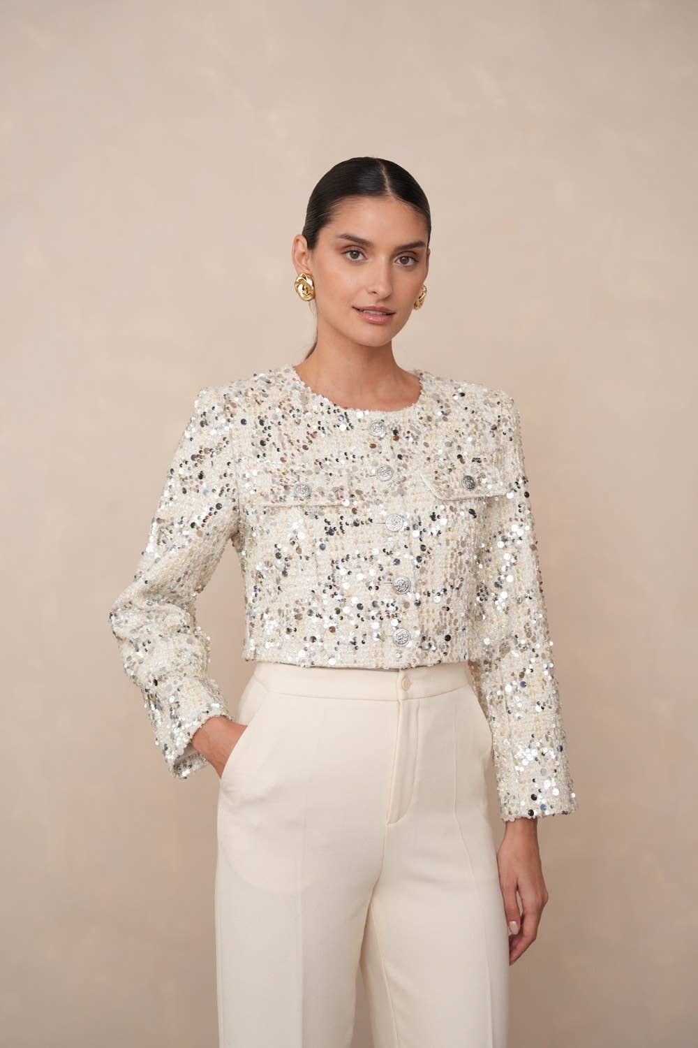 Jenny Silver Tweed Jacket