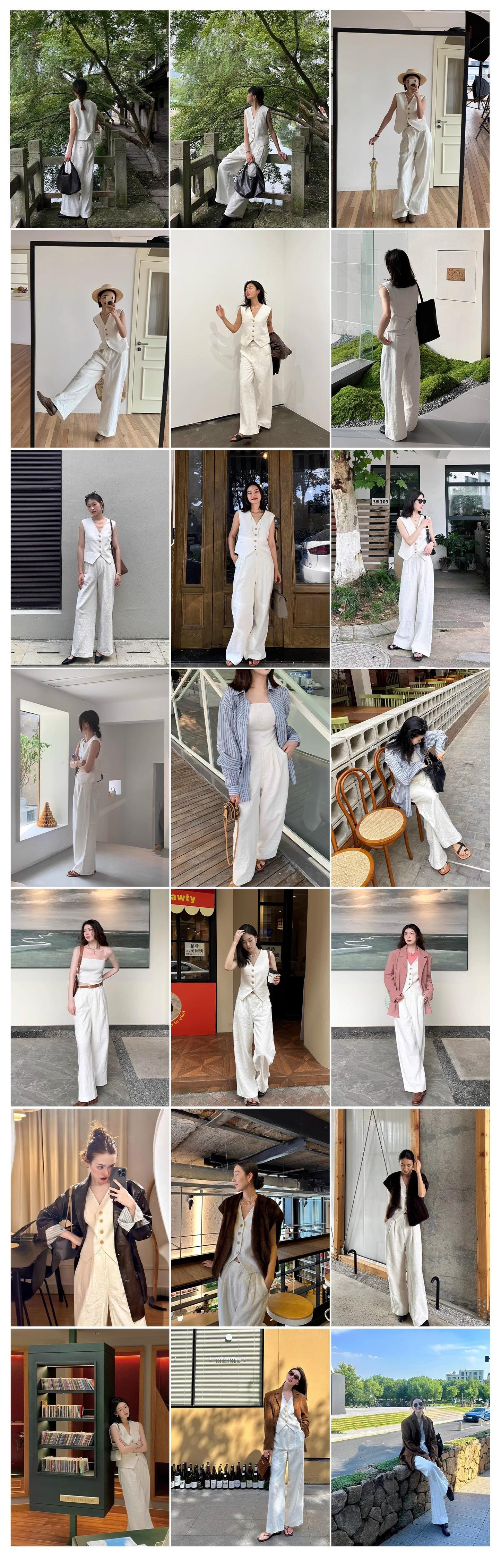 "Diary of an Old Friend" Customized Breathable Ramie Oversize Suit Vest Set