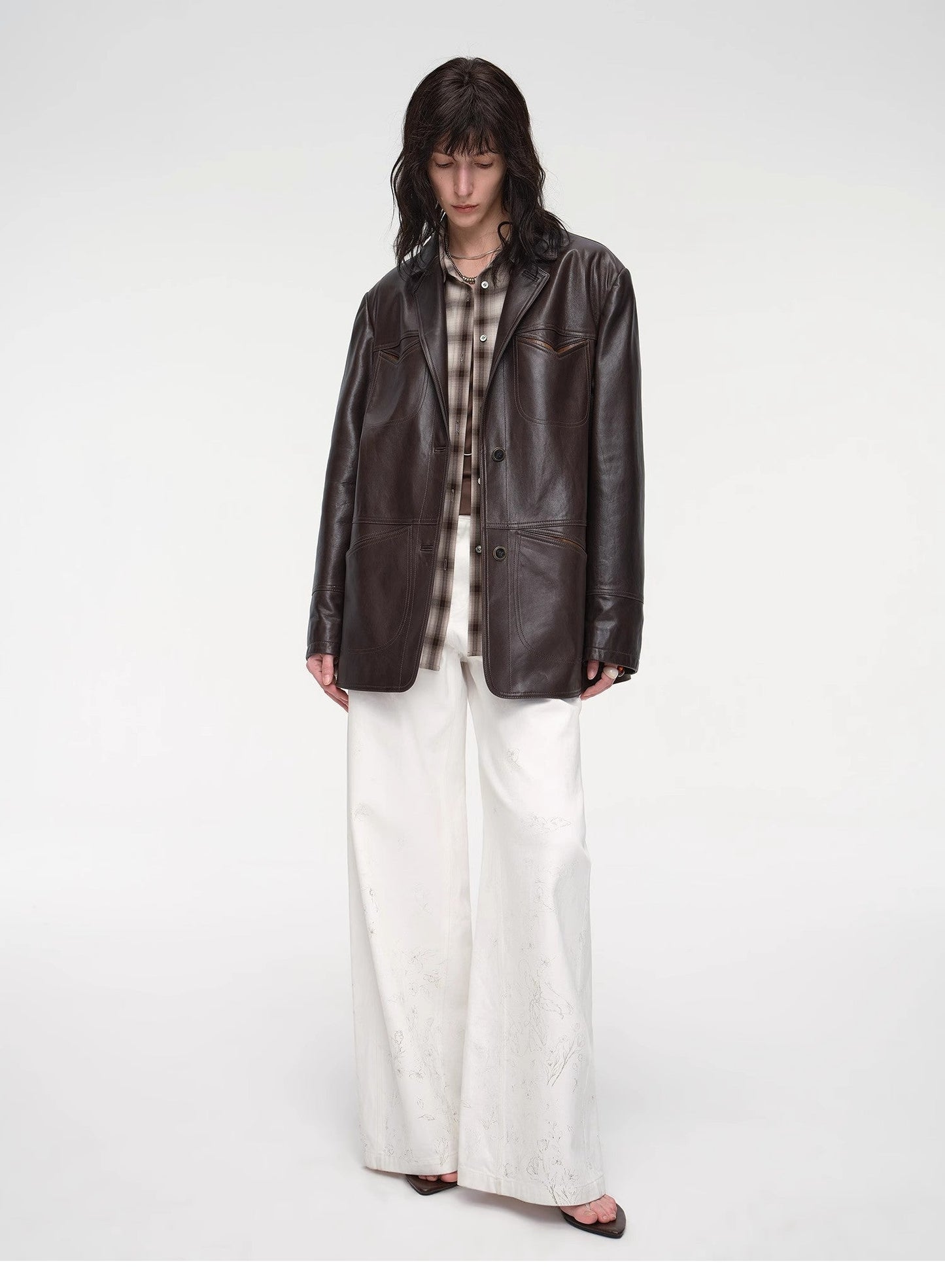 Windsor Past Wide Shoulder Multi-Pocket Suit Waxed Leather Jacket