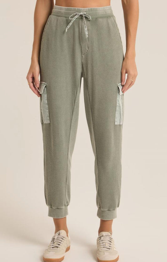 Z Supply - Niles Waffle Cargo Pants, Palm Green