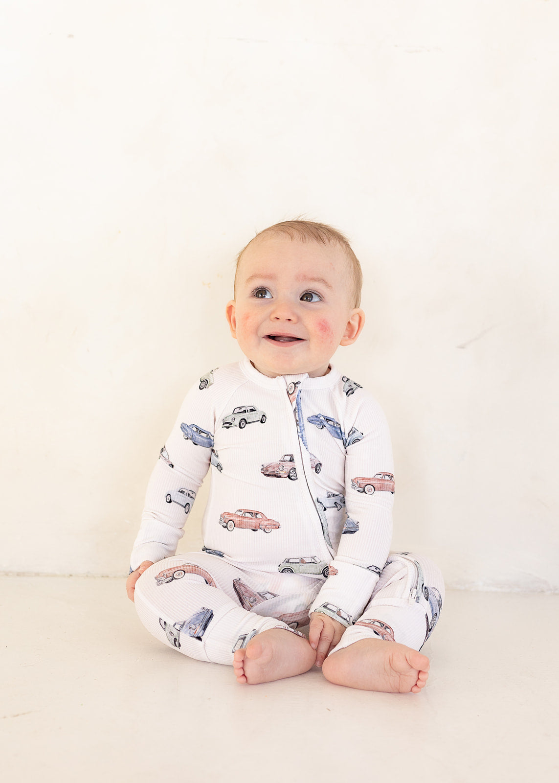 Vintage Cars (Ribbed) | Bamboo Zip Pajamas