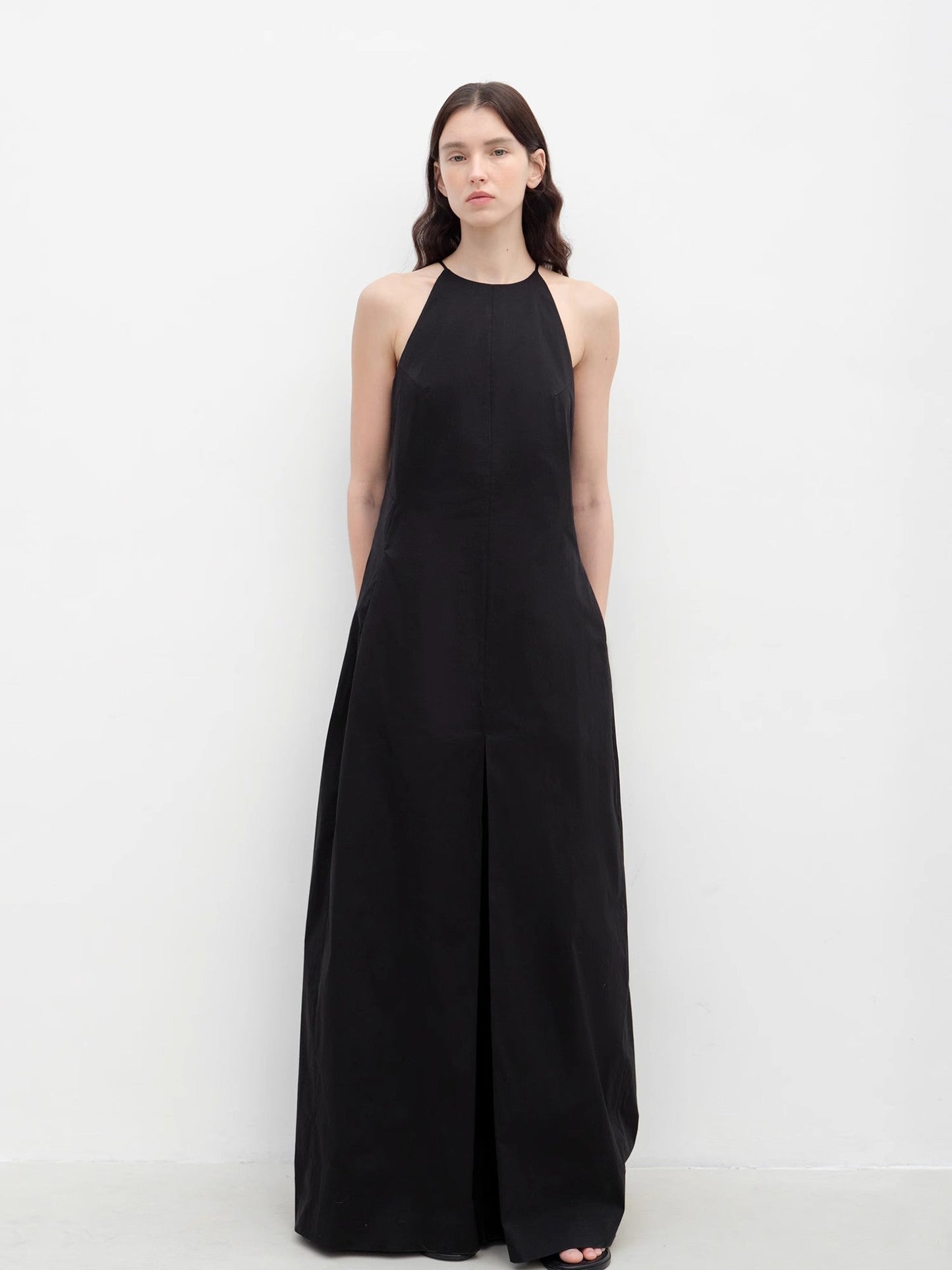 "Piano Music" Halterneck Waist-Cinching Cocoon Dress