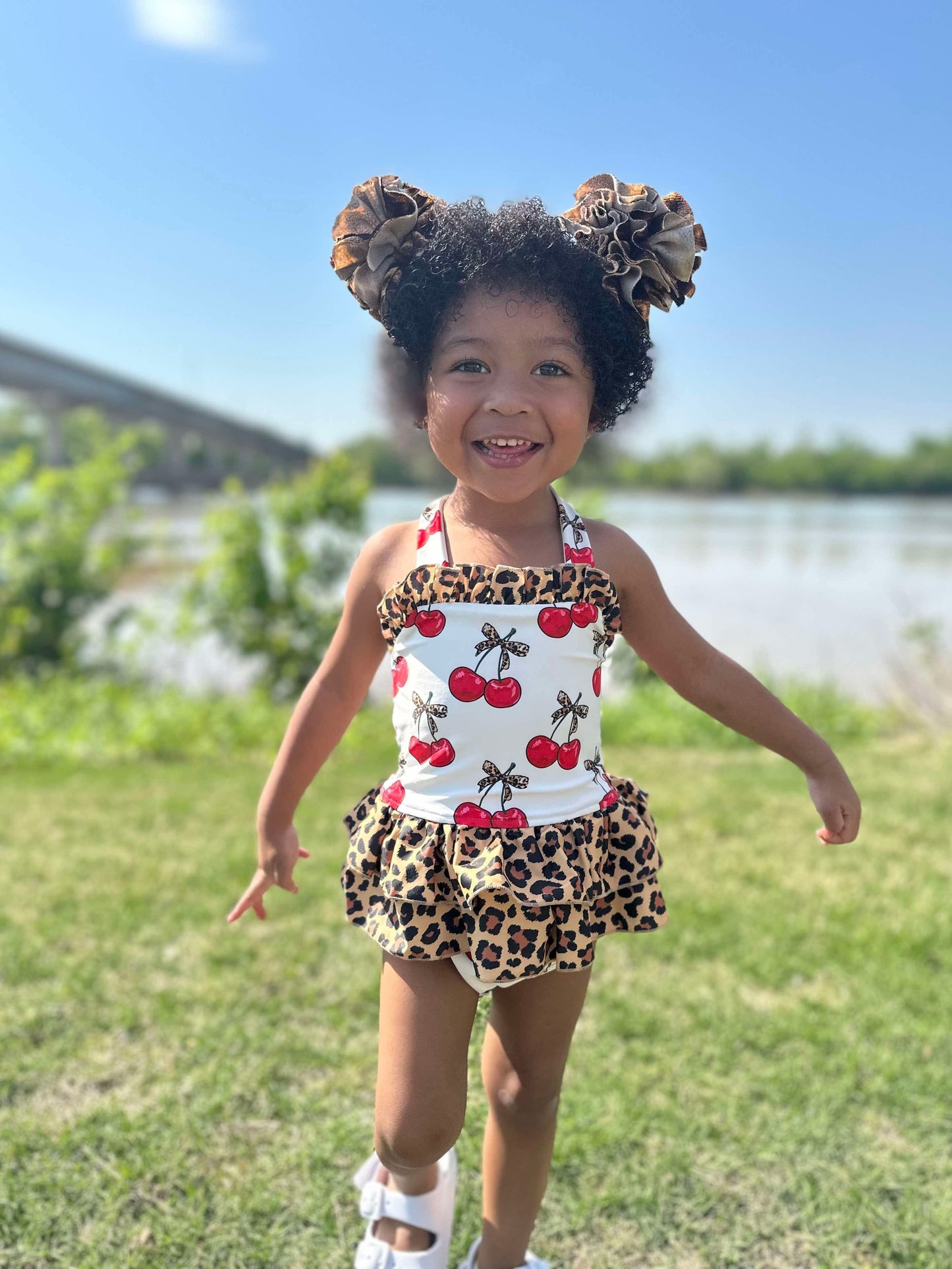 Cherry-licious Ruffled Swim Suit