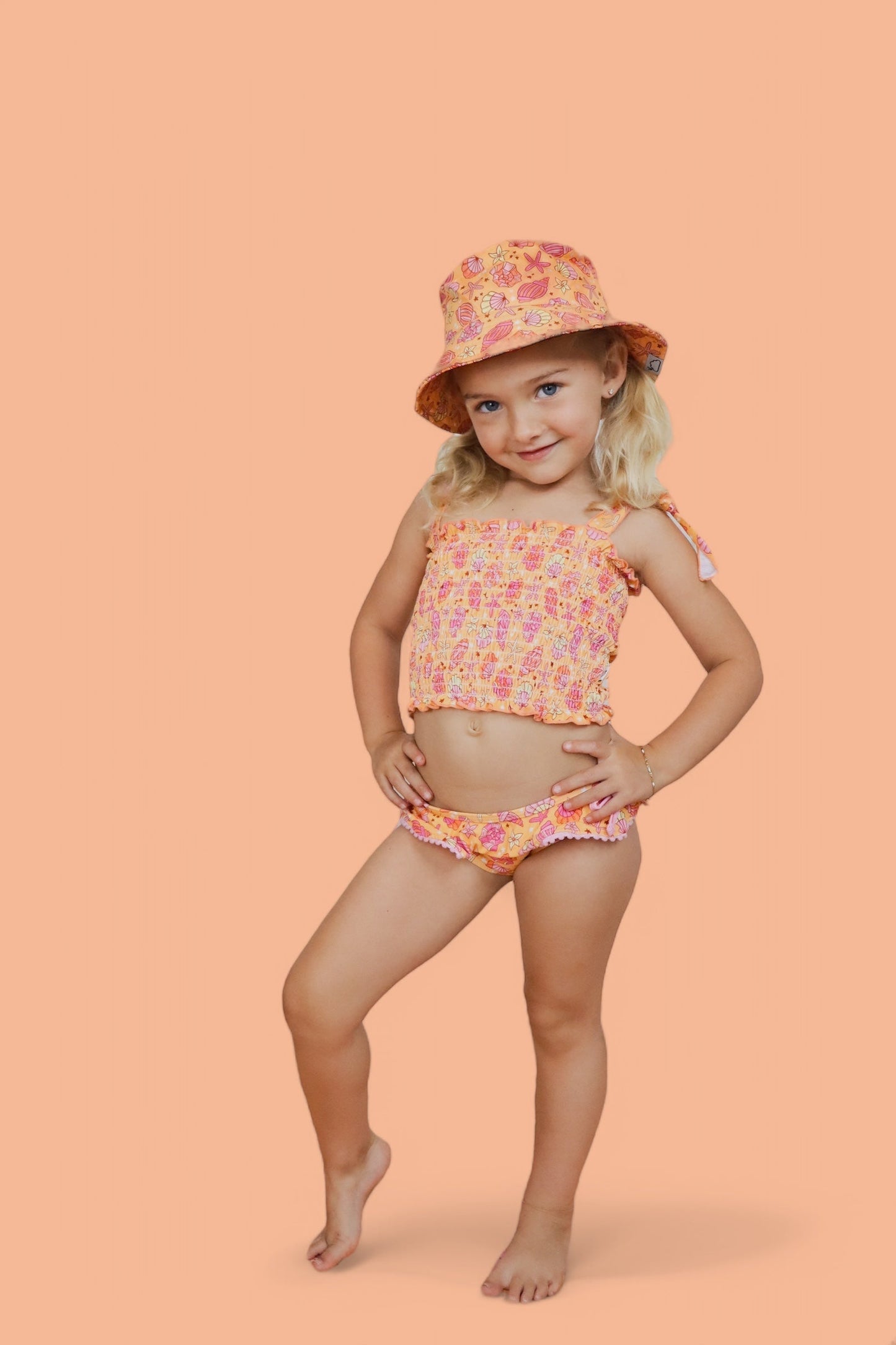 SHELLO SUMMER DREAM SMOCKED TANKINI TWO PIECE SWIM SUIT