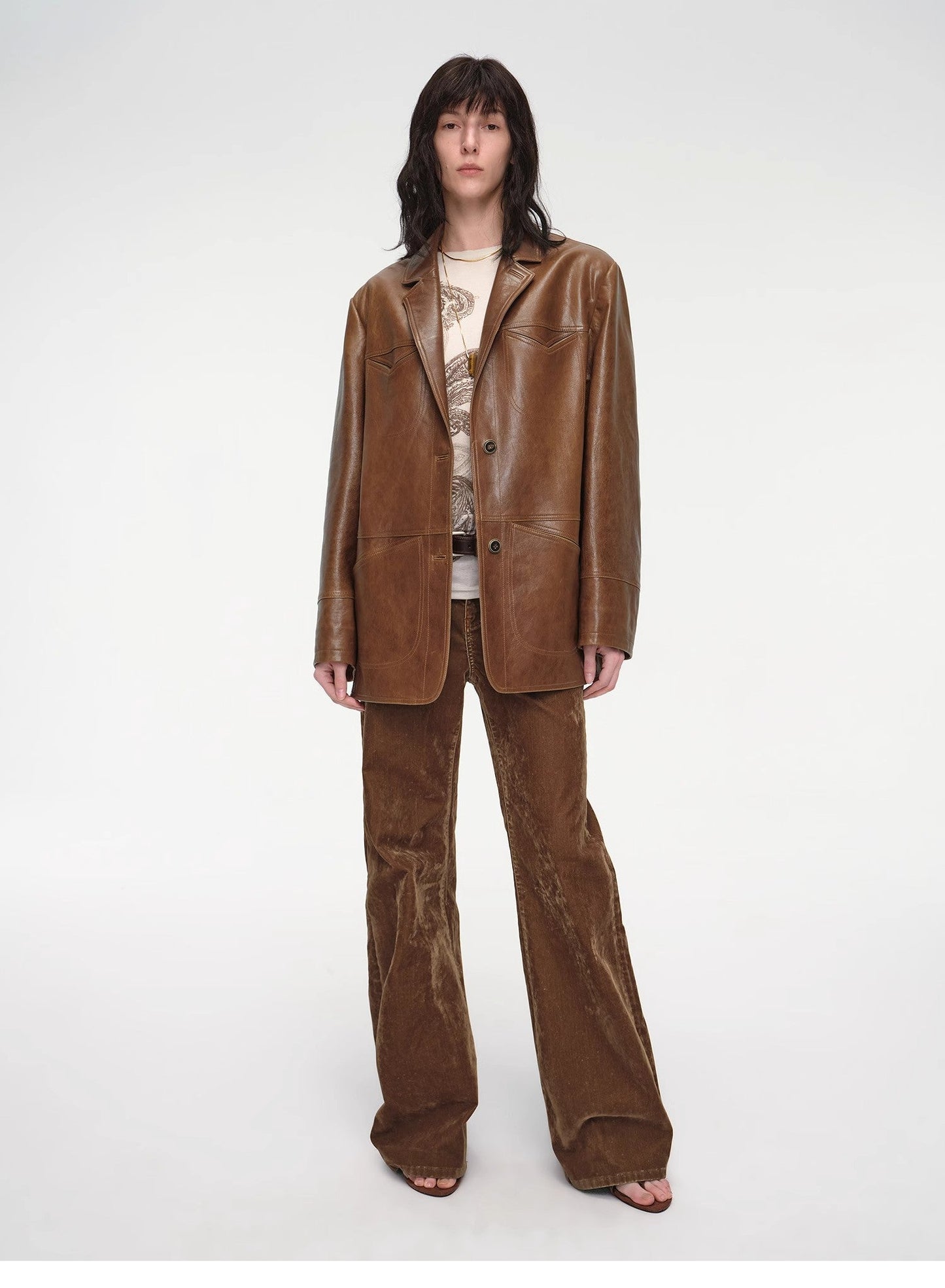Windsor Past Wide Shoulder Multi-Pocket Suit Waxed Leather Jacket