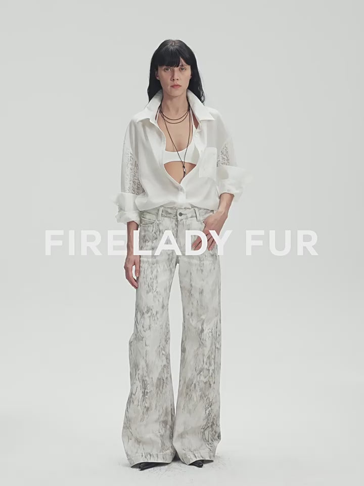 "Ideal Spring Day" Jacquard Hollow Drop Shoulder Shirt Summer