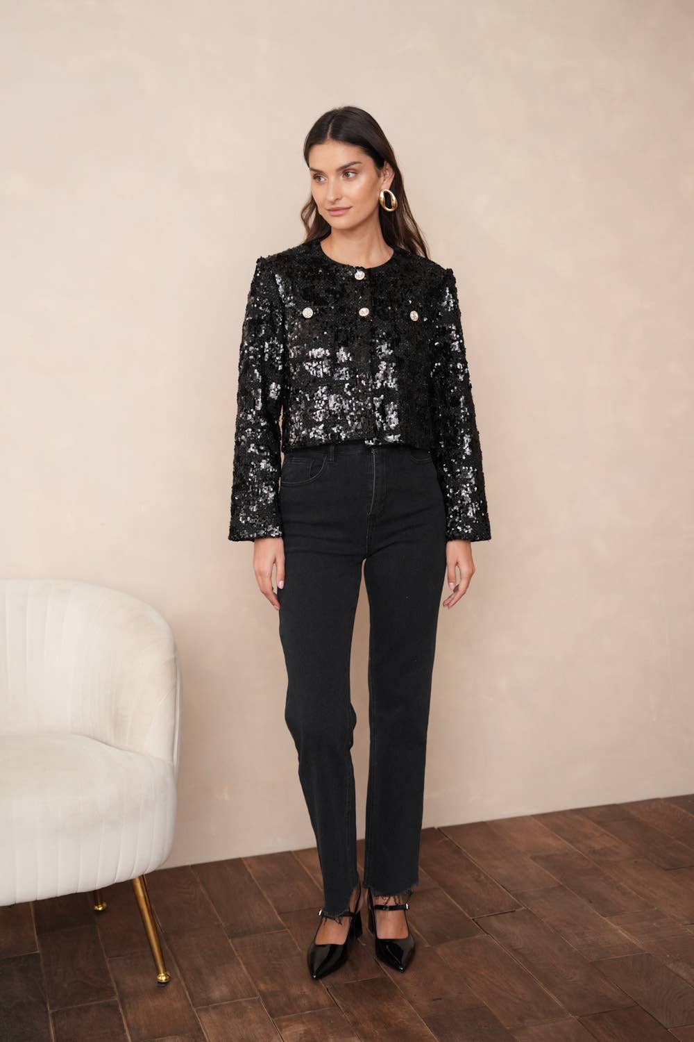 Sequin Tweed Jacket