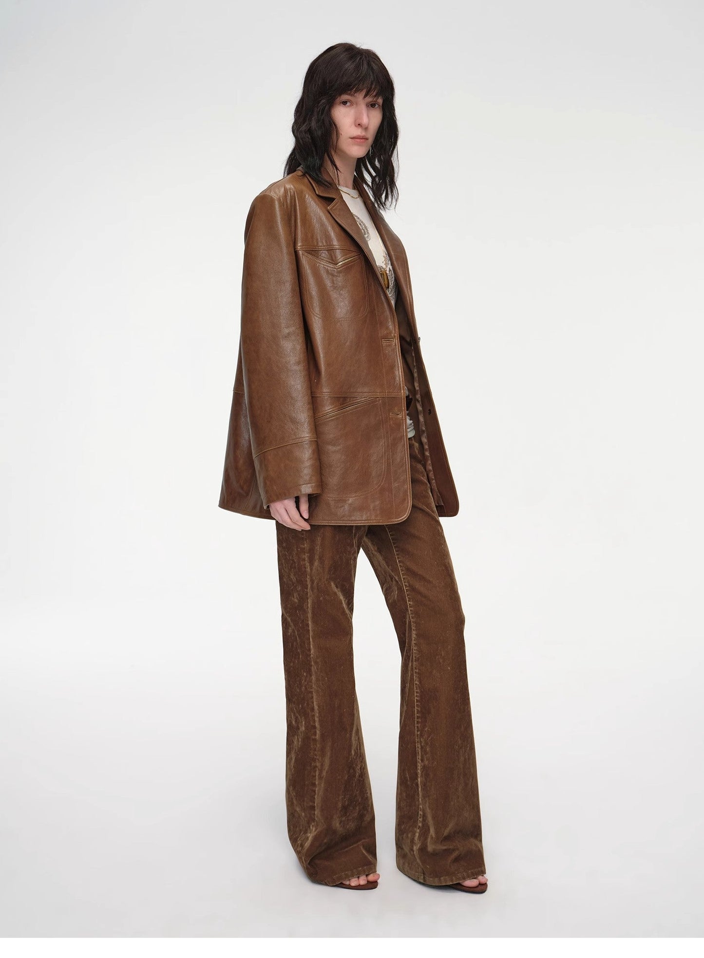 Windsor Past Wide Shoulder Multi-Pocket Suit Waxed Leather Jacket
