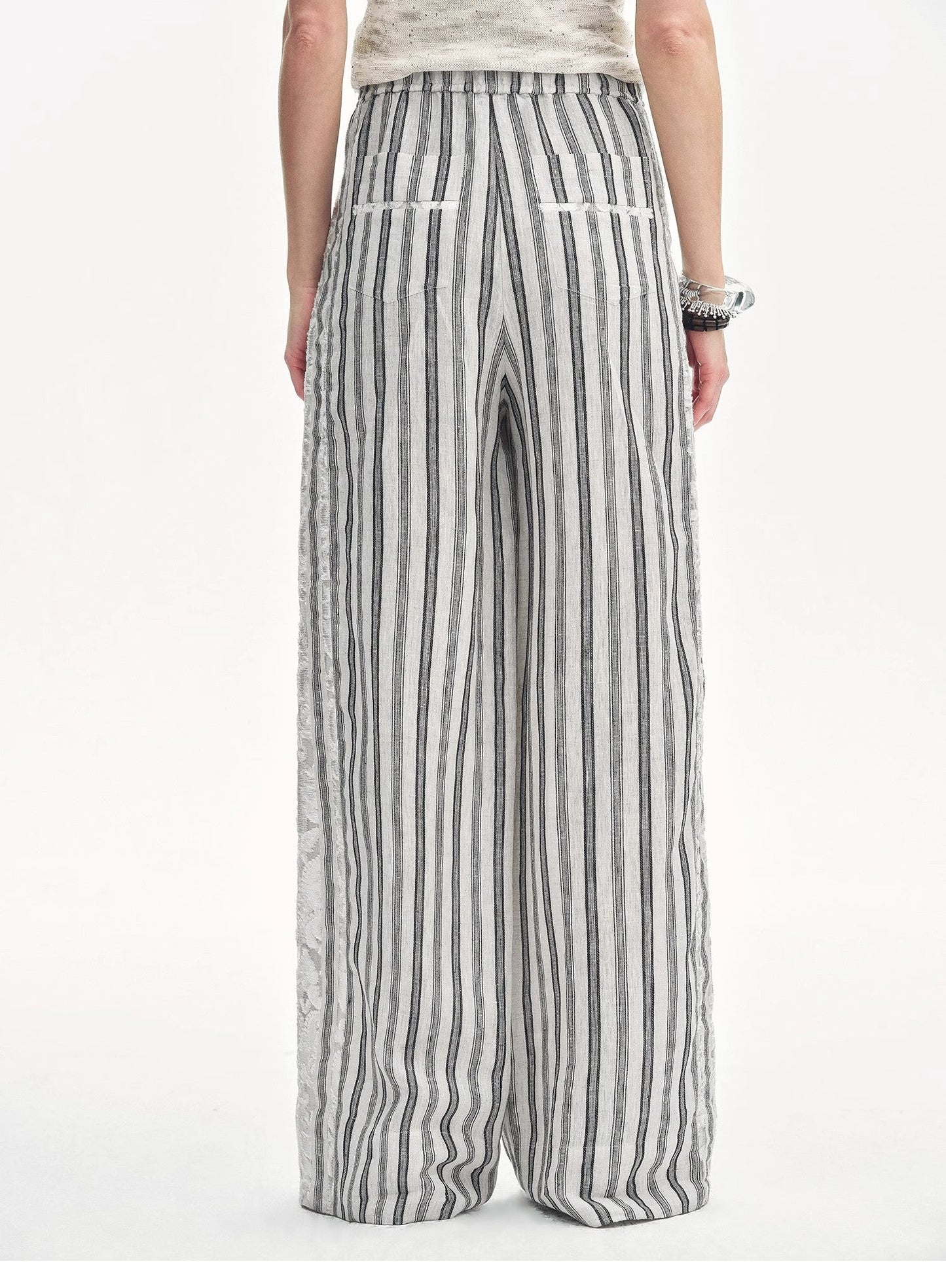 Fashion Tension Linen Vertical Stripe Pants