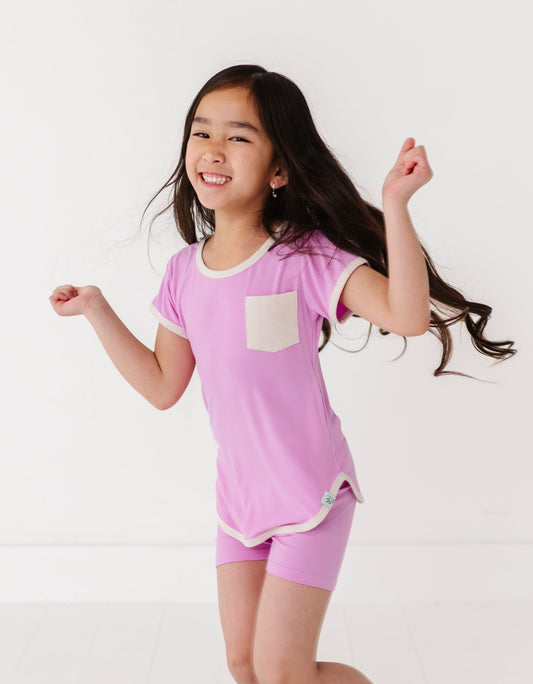 LAVENDER | T-Shirt Dress + Shorts RIB SET