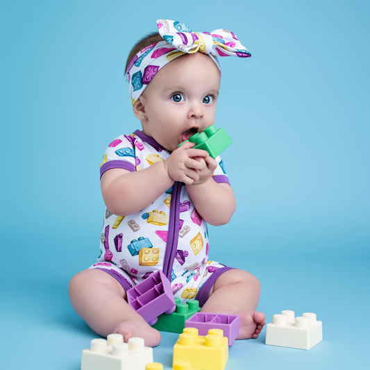 Block Party (Purple) Short Sleeve Romper BDLJ