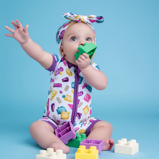 Block Party (Purple) Short Sleeve Romper BDLJ